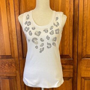 Onque Petite White Ribbed Tank w/Grommet Embellishment Layering Basics PS